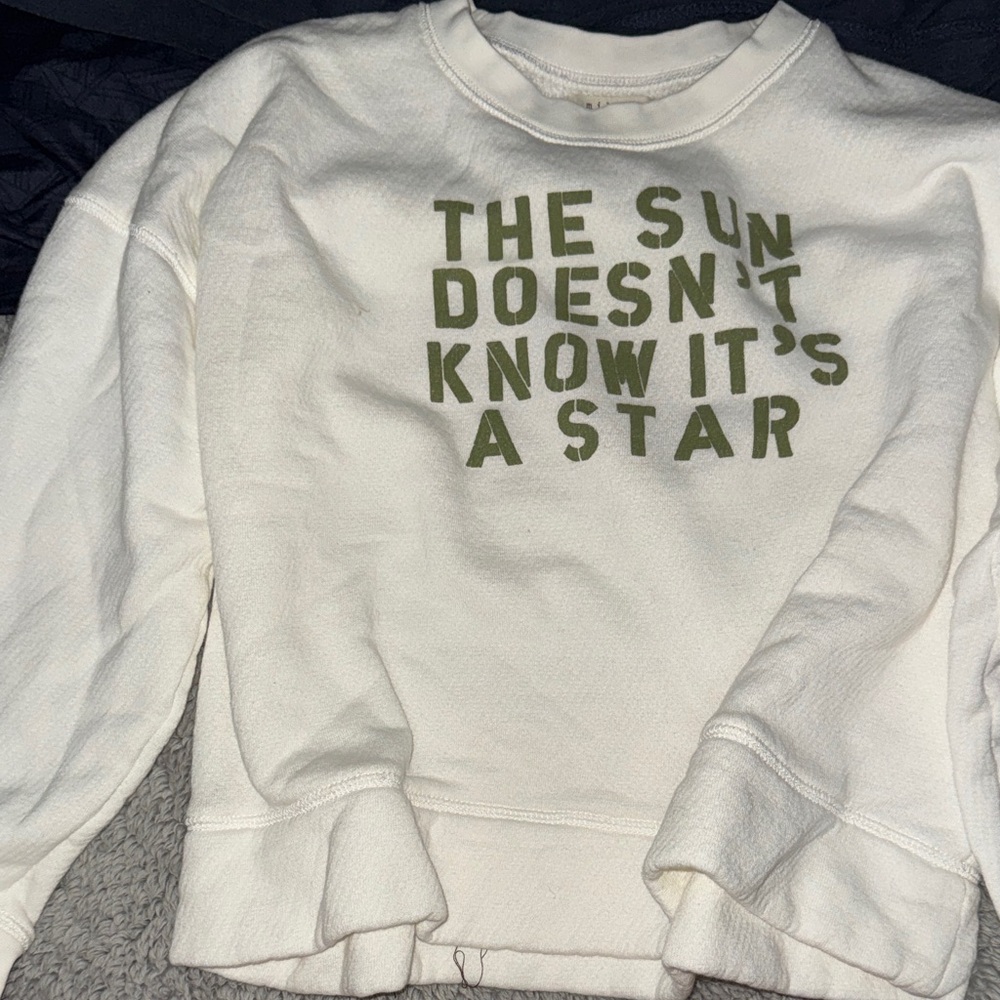 Madewell Cream Crewneck Sweatshirt with Olive Green Text